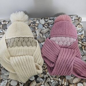 Cozy Knit Pom-Pom Beanie and Scarf Set